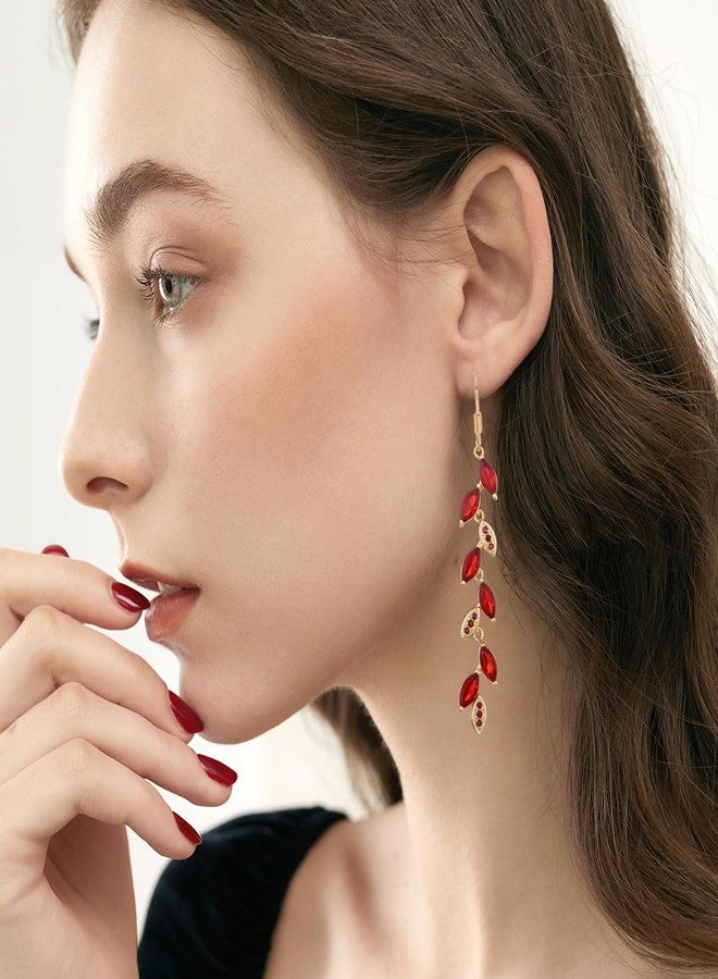 GAOKOXI Red Crystal Drop Earrings Cubic Zirconia Wedding Earrings for Bridal Bridesmaid Rhinestone Dangle Earrings for Women Prom Party Jewelry Gifts - Image 2